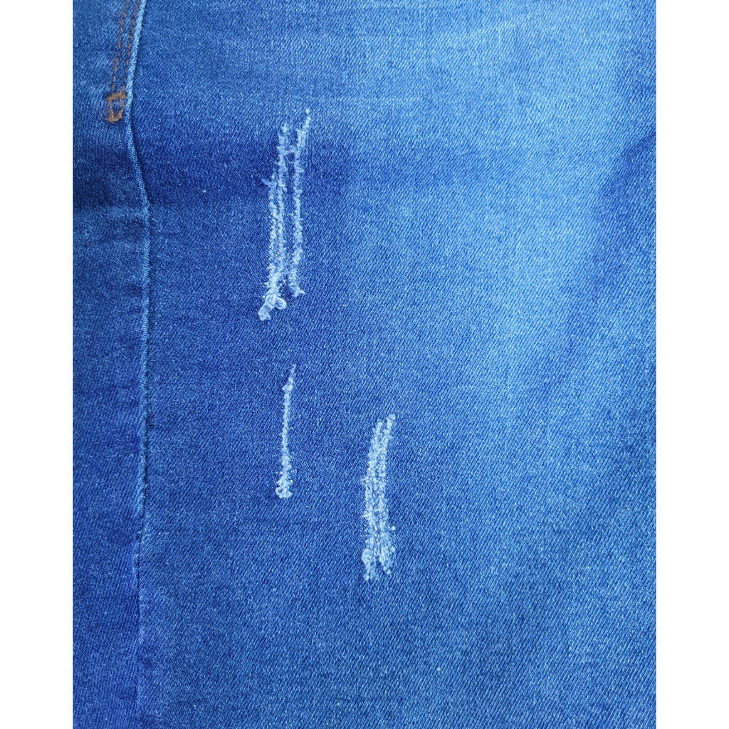 Bermuda Jeans Feminina Ciclista Azul Destroyed