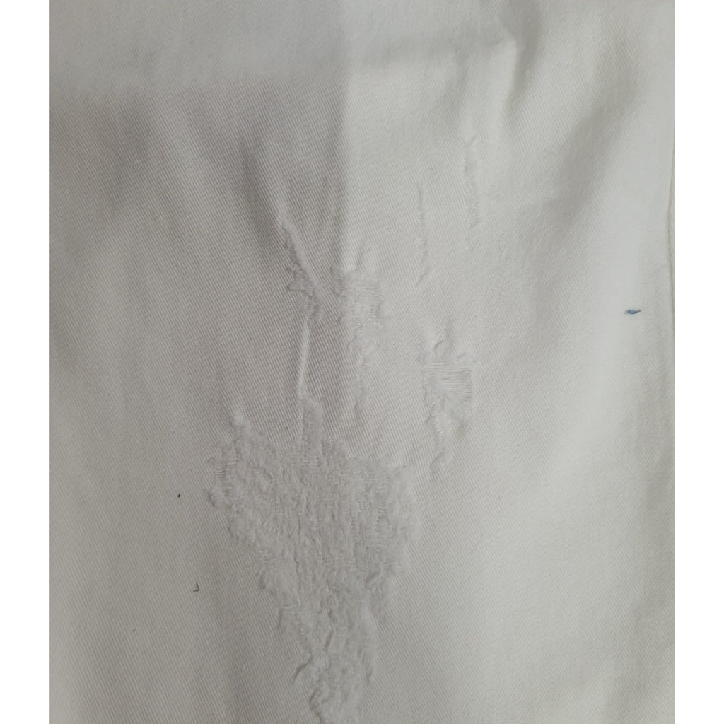 Bermuda Jeans Feminina Cintura Alta Destroyed Off White