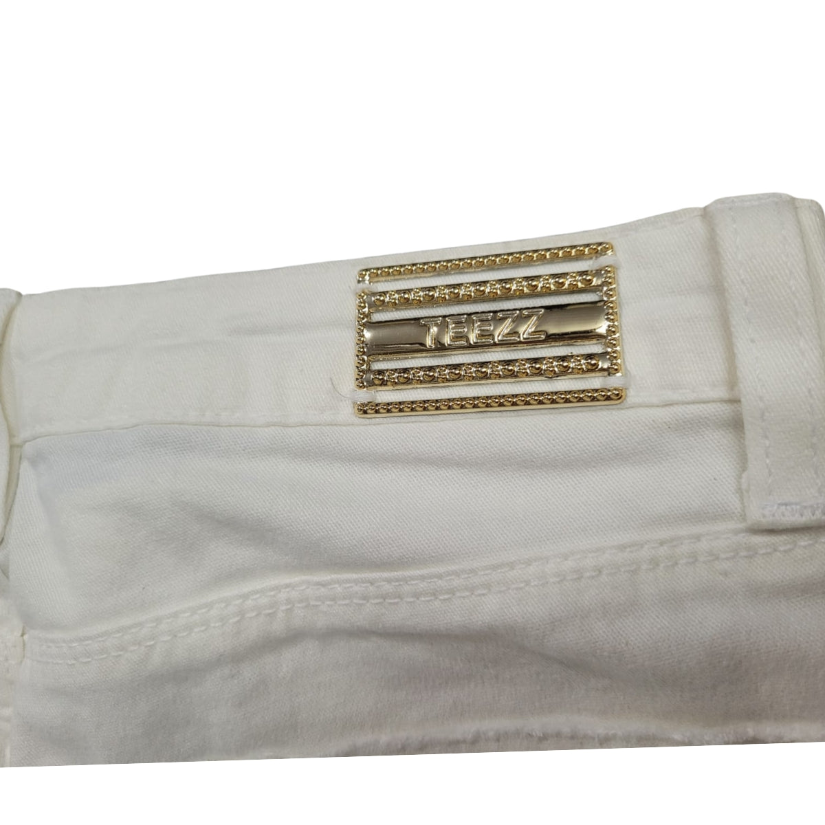 Bermuda Jeans Feminina Cintura Alta Destroyed Off White