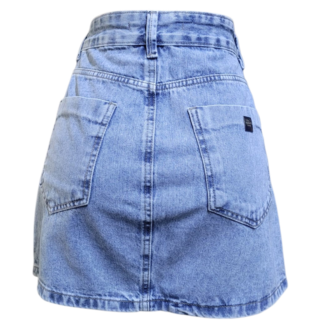 Saia Jeans Glam Shine com Strass