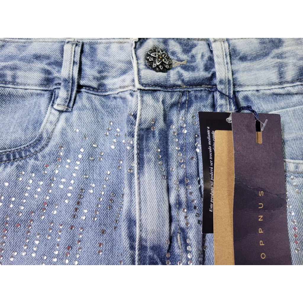 Saia Jeans Glam Shine com Strass