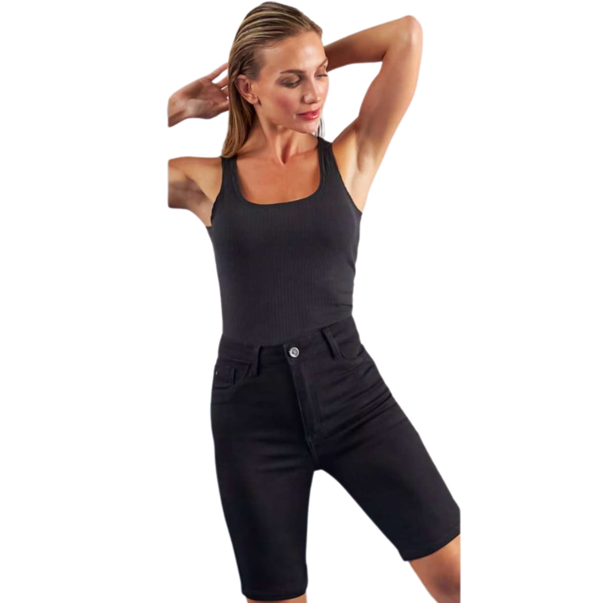 Bermuda Jeans Ciclista Feminina Preta