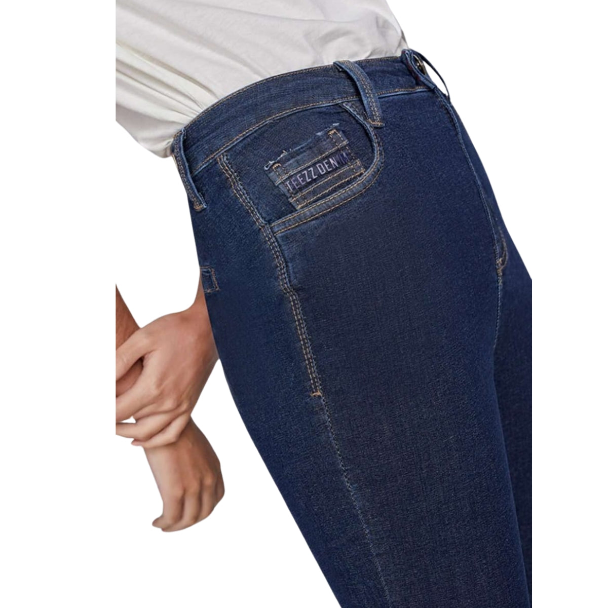 Calça Jeans Skinny Feminina Cintura Alta Azul Escuro