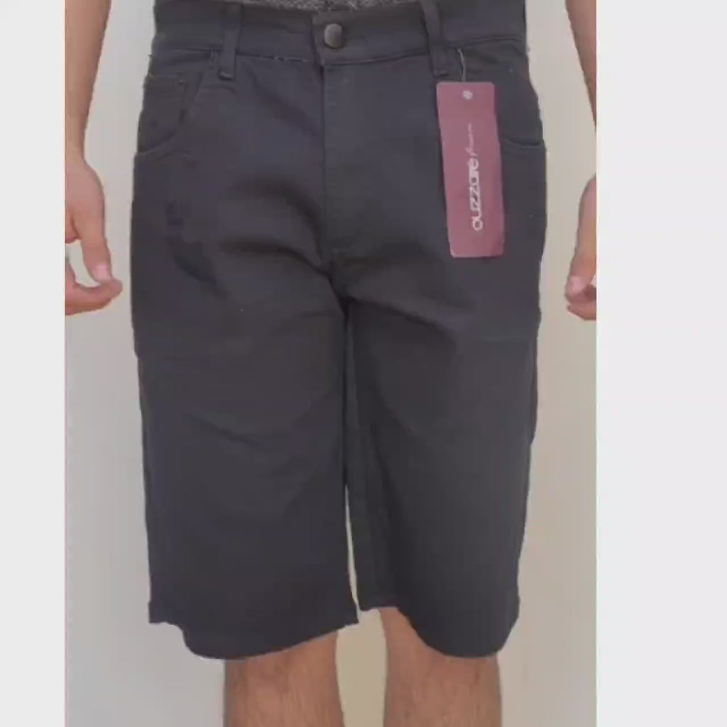 Bermuda Jeans Masculina Preta com Elastano