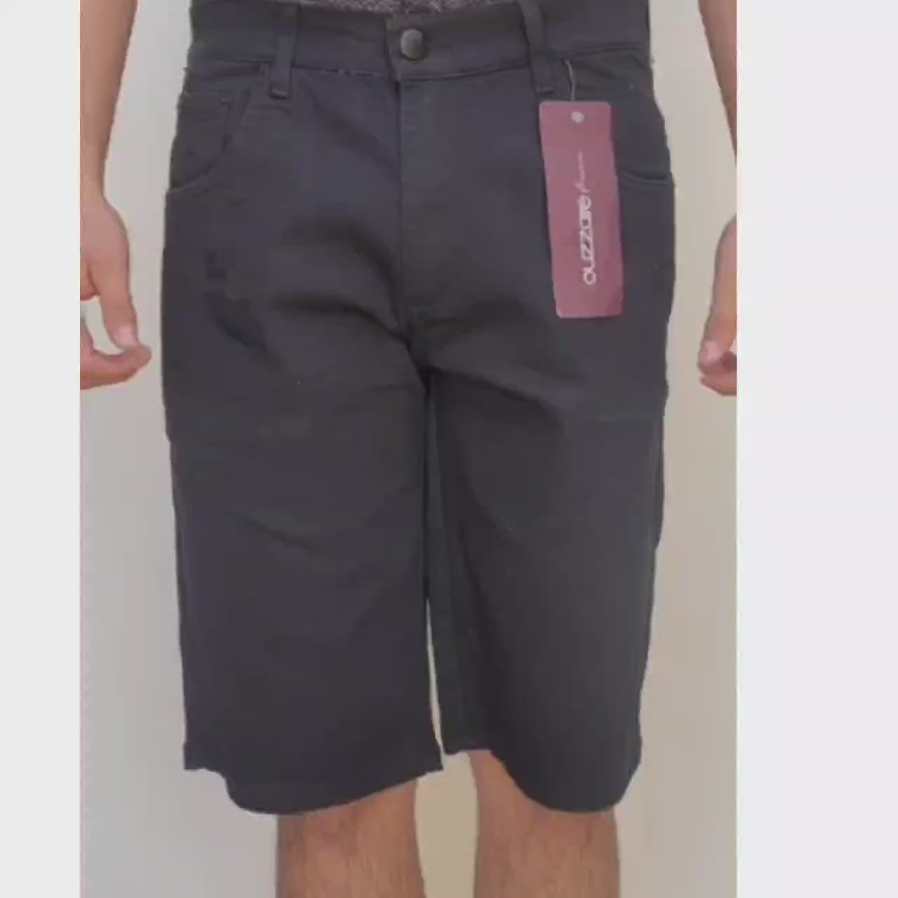 Bermuda Jeans Masculina Preta com Elastano