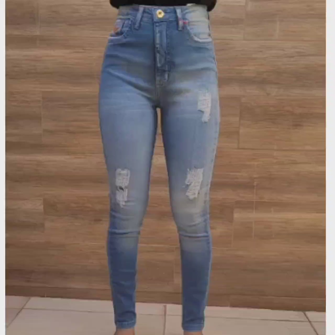 Calça Jeans Skinny Feminina Destroyed